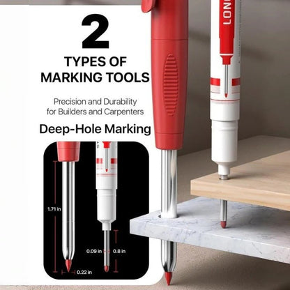 DuraMark Tool Set | Heavy - Duty Carpenter Pencils & Long - Nib Markers - Hartwella