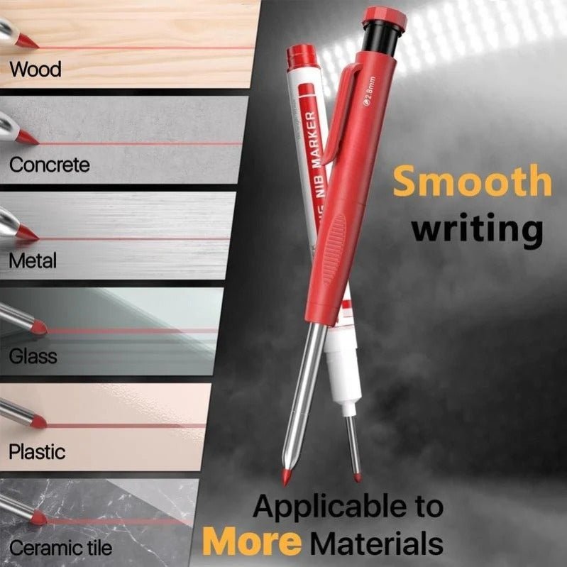 DuraMark Tool Set | Heavy - Duty Carpenter Pencils & Long - Nib Markers - Hartwella