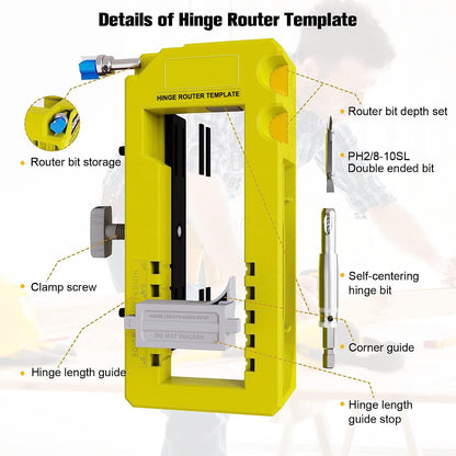 DuraPro Door Hinge Jig | Adjustable Hinge Mortise Template for Router - Hartwella