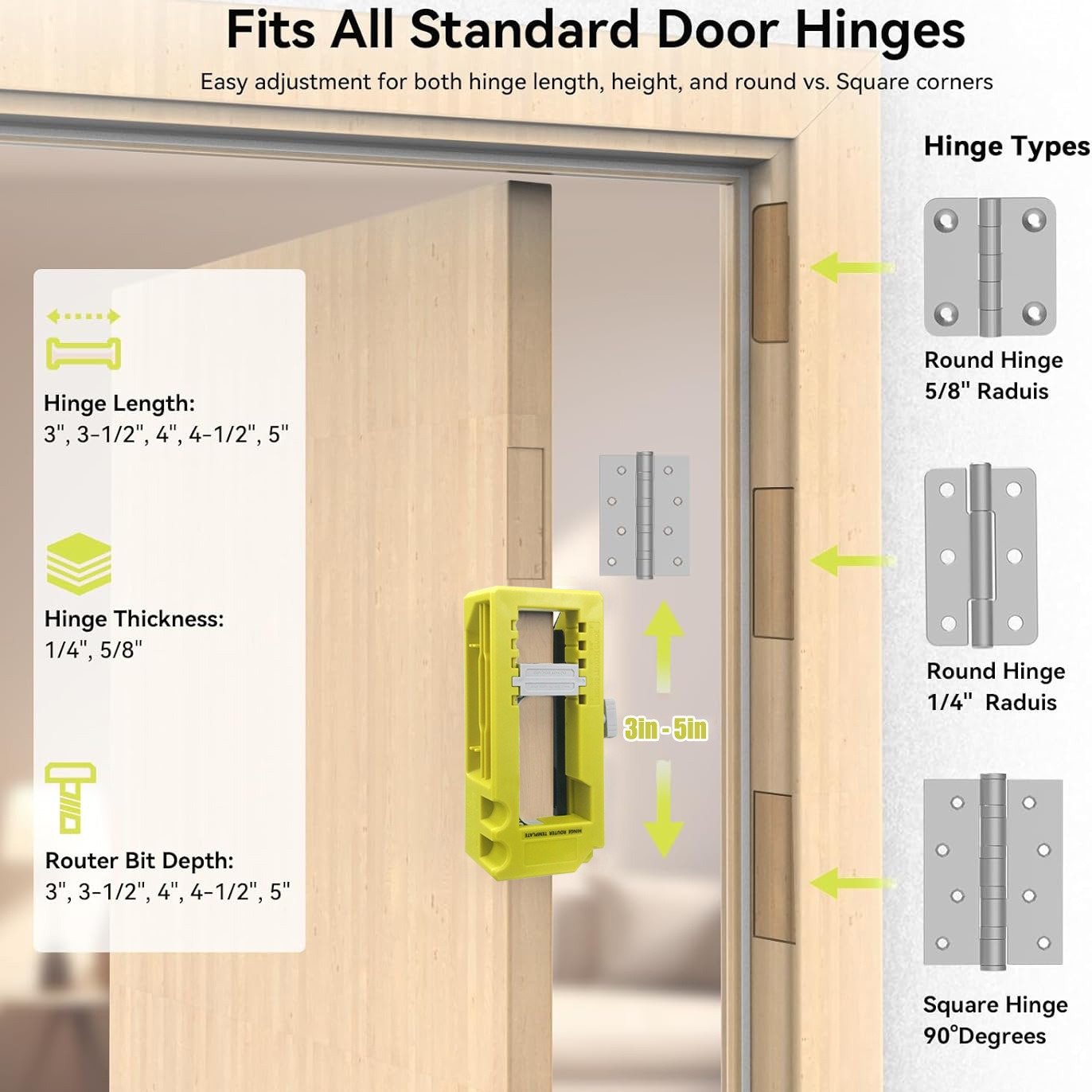 DuraPro Door Hinge Jig | Adjustable Hinge Mortise Template for Router - Hartwella