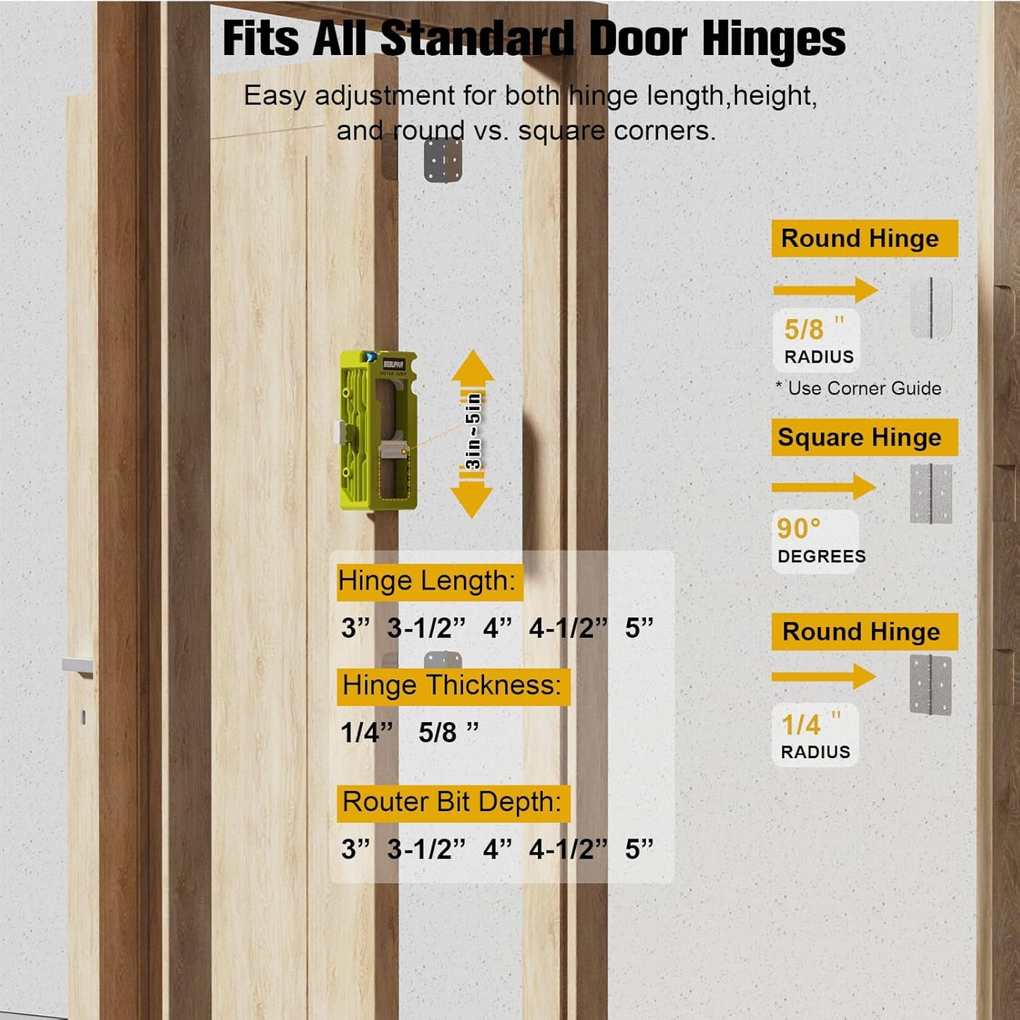 DuraPro Door Hinge Jig | Adjustable Hinge Mortise Template for Router - Hartwella