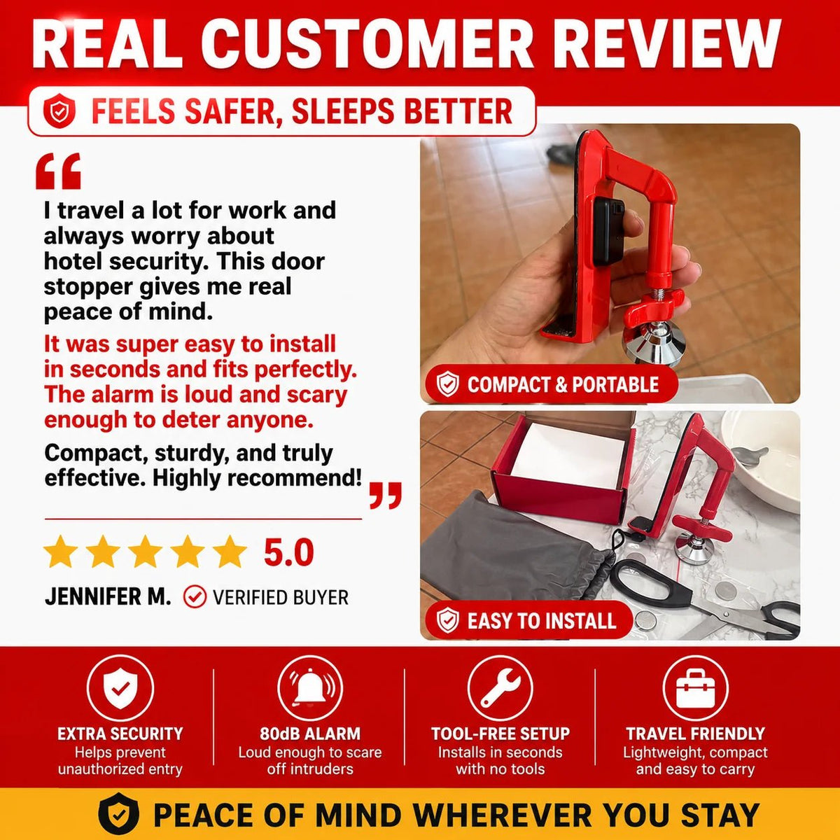 DuraSecure Door Alarm System | 80 dB Sensor for Enhanced Safety - Hartwella