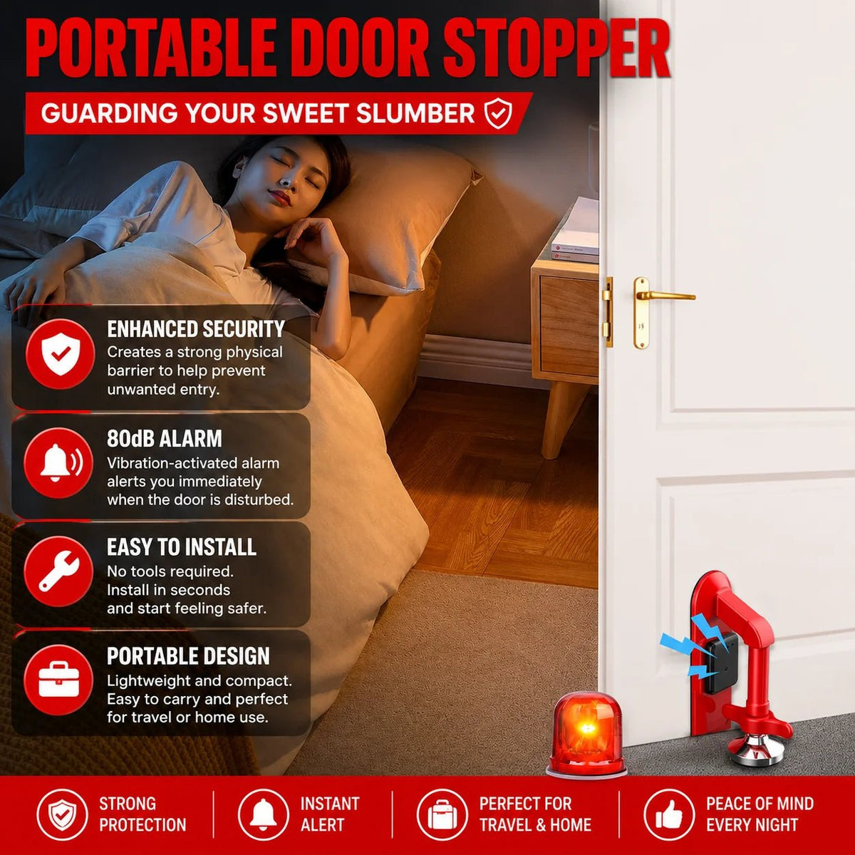 DuraSecure Door Alarm System | 80 dB Sensor for Enhanced Safety - Hartwella