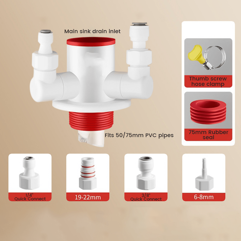 Easiest Drain Connector | Multi-Port Design, Leak-Proof - Hartwella