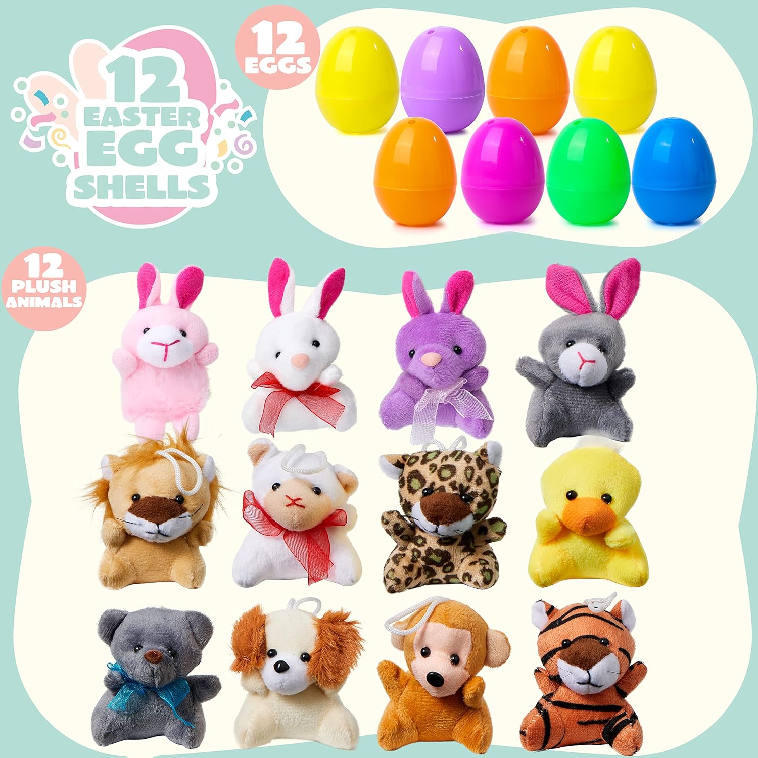 Easter Surprise Eggs | Prefilled Squishy Toys for Easter Egg Hunt - Hartwella