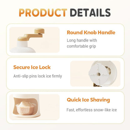Eazy Ice Shaver | Hand Crank, Stainless Steel Blade for Shaved Ice - Hartwella