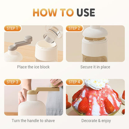 Eazy Ice Shaver | Hand Crank, Stainless Steel Blade for Shaved Ice - Hartwella
