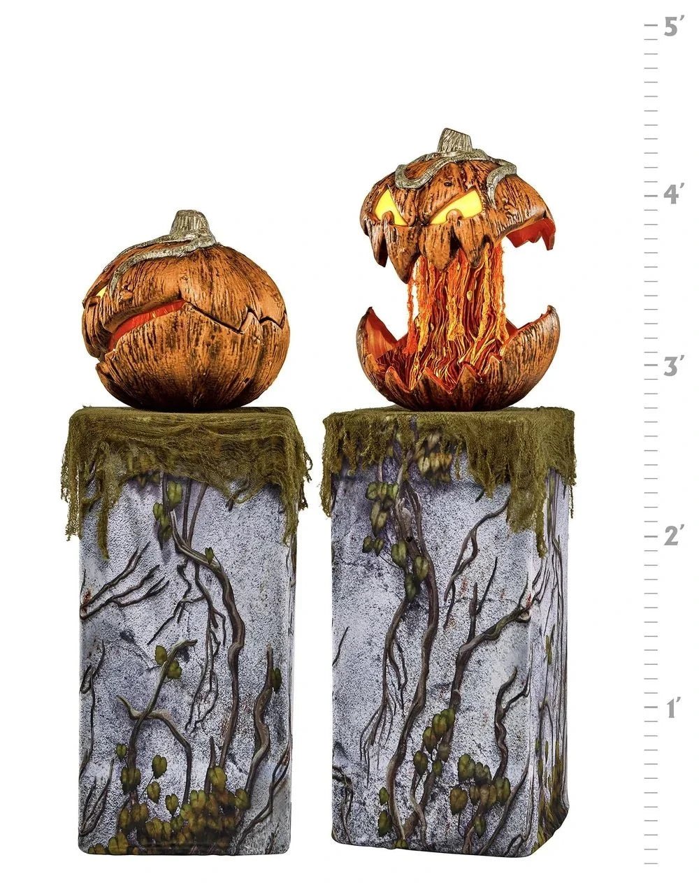 Ebon Halloween Pumpkin Decoration | Animatronic with LED Eyes, 135 cm Tall, Indoor/Outdoor - Hartwella