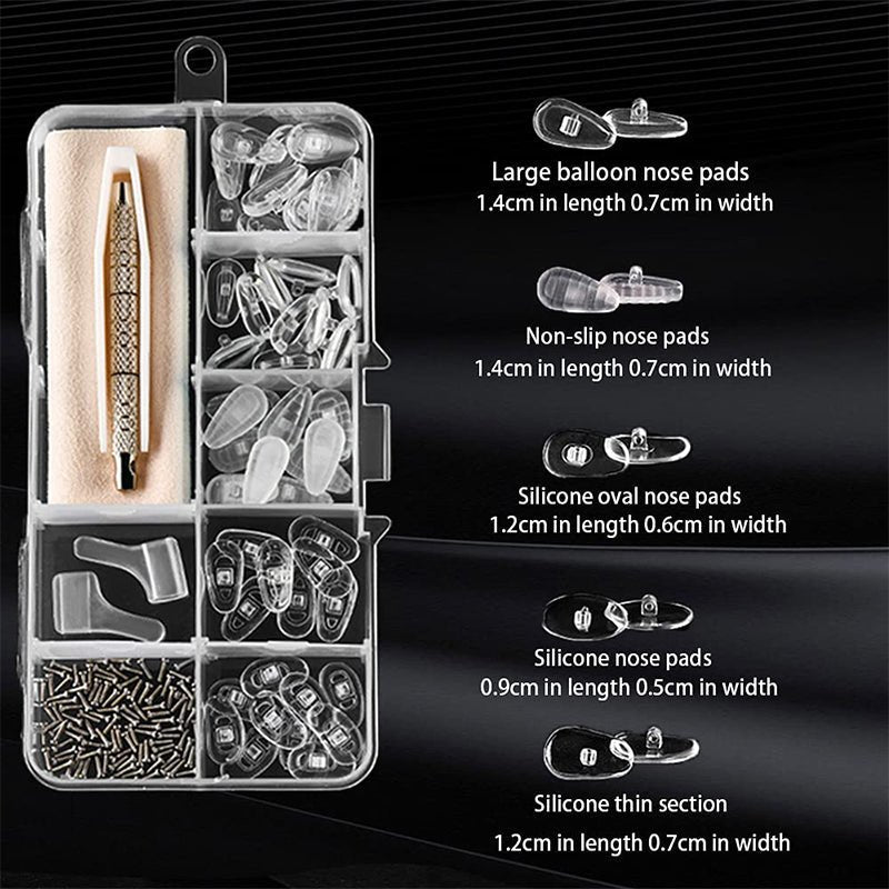 Elios Eyeglass Repair Kit | Complete Silicone Nose Pads with Screws and Tools - Hartwella