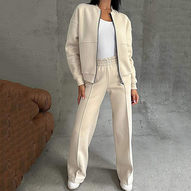 Elora Relaxed Fit Set | Zippered Jacket & Wide-Leg Pants - Hartwella