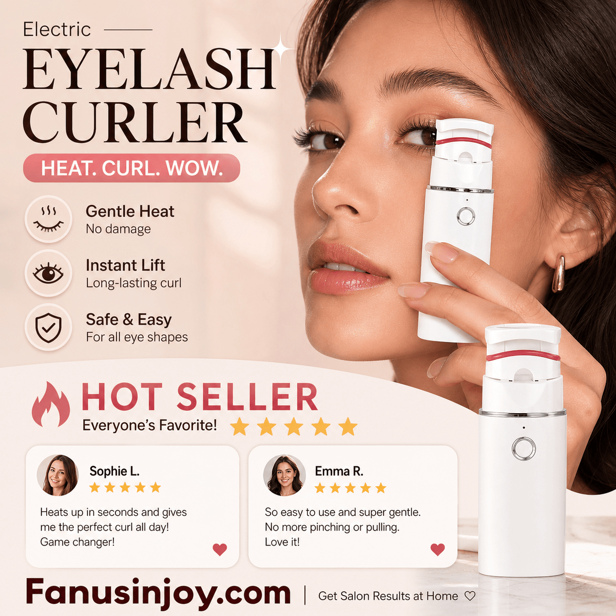 Elyra Heated Eyelash Curler | Rechargeable, Gentle Curling Technology - Hartwella