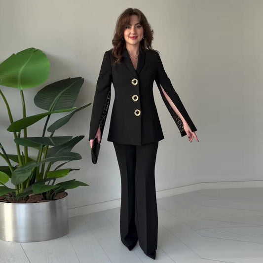 Elysia Blazer & Pants Set | Elegant Split Sleeve Design - Hartwella