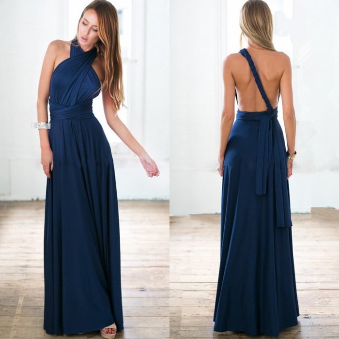 Elysia Maxi Dress | Convertible Black Maxi, Multi - Way Style for Women - Hartwella