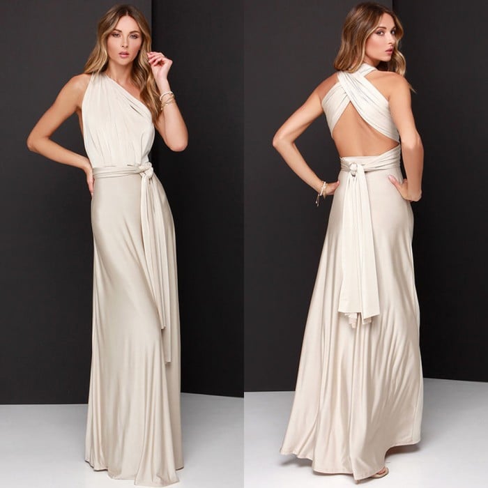 Elysia Maxi Dress | Convertible Black Maxi, Multi - Way Style for Women - Hartwella