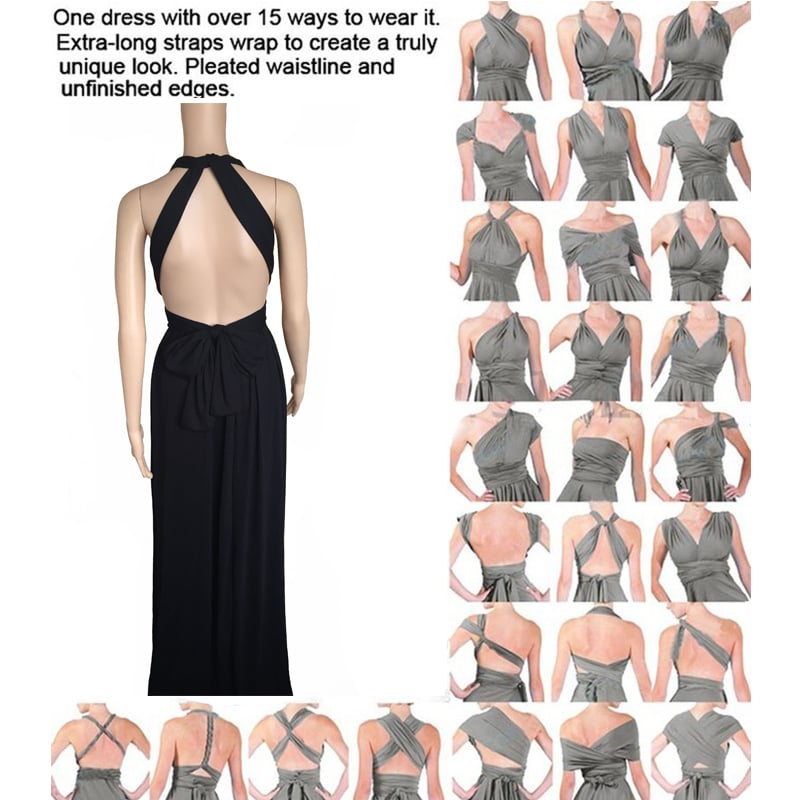 Elysia Maxi Dress | Convertible Black Maxi, Multi - Way Style for Women - Hartwella