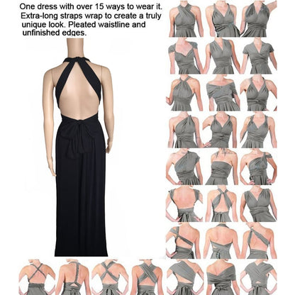 Elysia Maxi Dress | Convertible Black Maxi, Multi - Way Style for Women - Hartwella