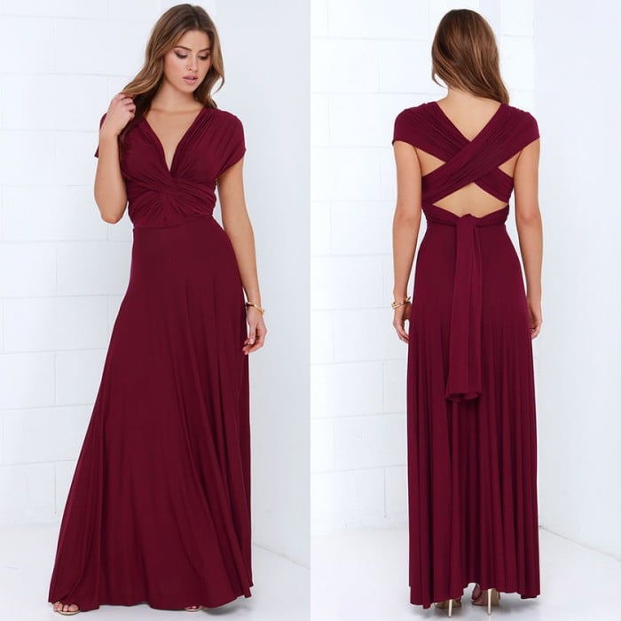 Elysia Maxi Dress | Convertible Black Maxi, Multi - Way Style for Women - Hartwella