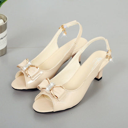 Elysia Slingback Sandals | Elegant Bow Decoration, Comfortable Mid - Heel - Hartwella