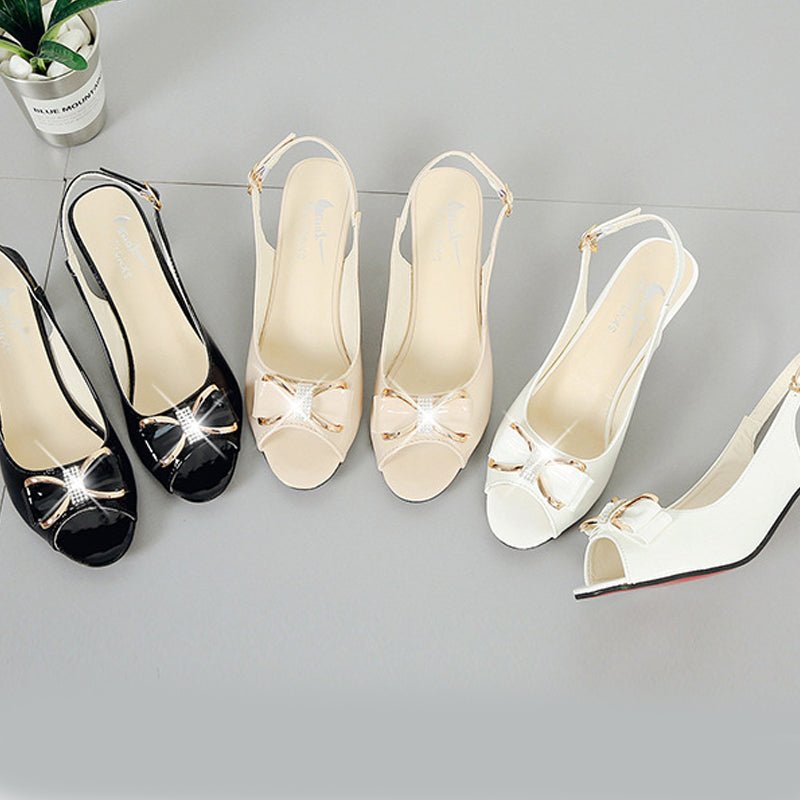 Elysia Slingback Sandals | Elegant Bow Decoration, Comfortable Mid - Heel - Hartwella