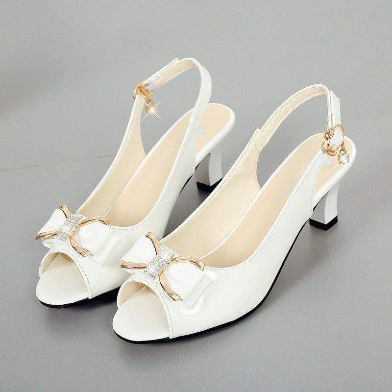 Elysia Slingback Sandals | Elegant Bow Decoration, Comfortable Mid - Heel - Hartwella