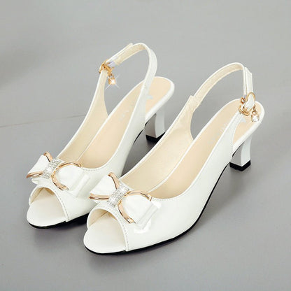 Elysia Slingback Sandals | Elegant Bow Decoration, Comfortable Mid - Heel - Hartwella