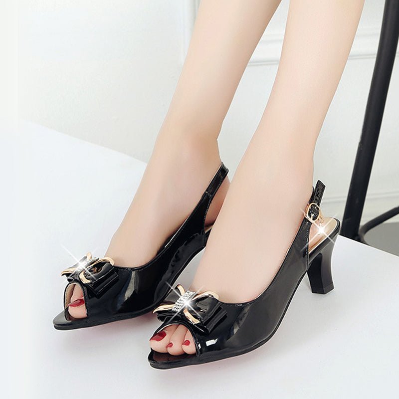 Elysia Slingback Sandals | Elegant Bow Decoration, Comfortable Mid - Heel - Hartwella