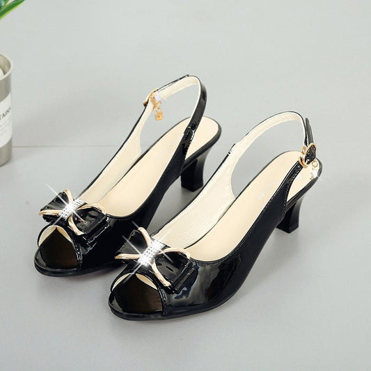 Elysia Slingback Sandals | Elegant Bow Decoration, Comfortable Mid - Heel - Hartwella