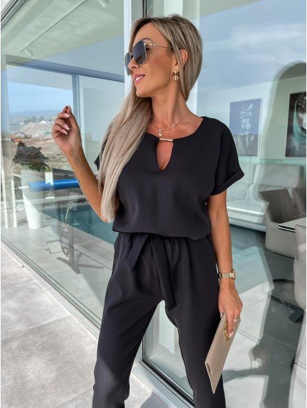Elysia White Jumpsuit | V - Neckline, Elegant Fit for Women - Hartwella