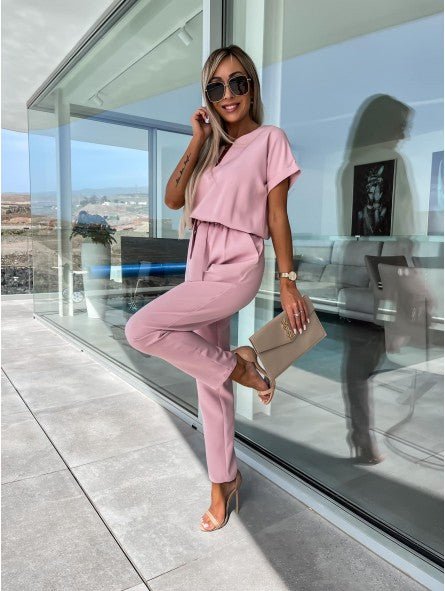 Elysia White Jumpsuit | V - Neckline, Elegant Fit for Women - Hartwella