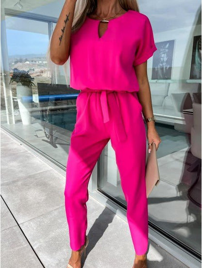 Elysia White Jumpsuit | V - Neckline, Elegant Fit for Women - Hartwella