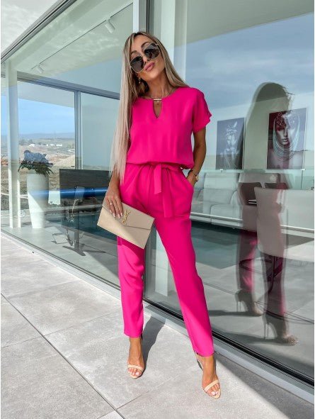 Elysia White Jumpsuit | V - Neckline, Elegant Fit for Women - Hartwella