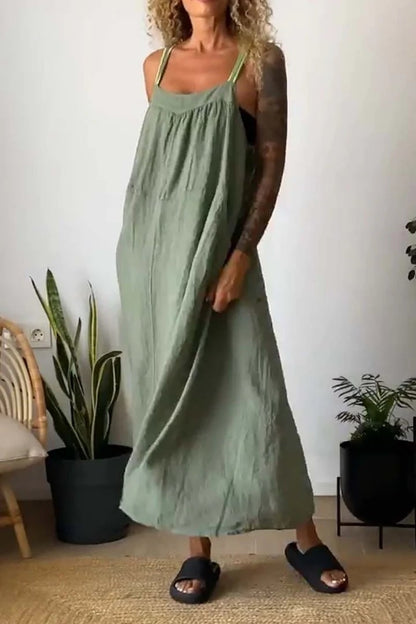 Elysia Women's Dress | Breathable Cotton Linen, Minimalist Design, Plus Size Available - Hartwella