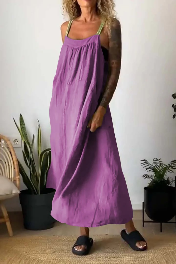 Elysia Women's Dress | Breathable Cotton Linen, Minimalist Design, Plus Size Available - Hartwella