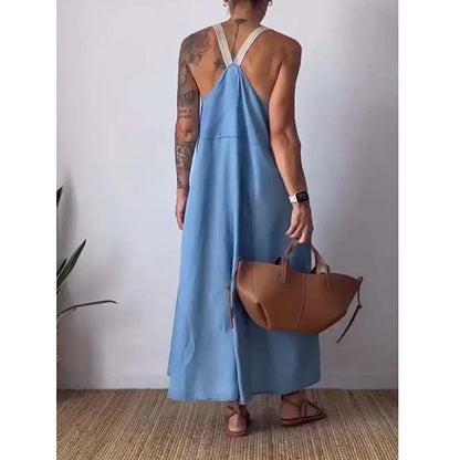 Elysia Women's Dress | Breathable Cotton Linen, Minimalist Design, Plus Size Available - Hartwella