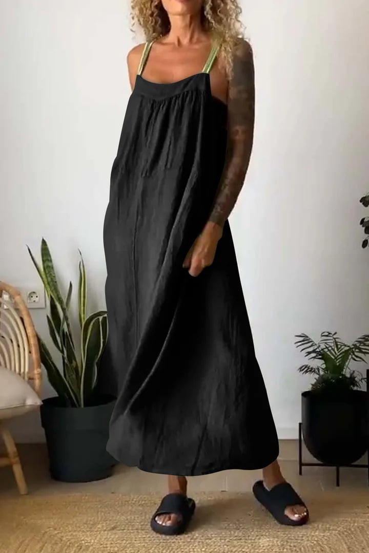 Elysia Women's Dress | Breathable Cotton Linen, Minimalist Design, Plus Size Available - Hartwella