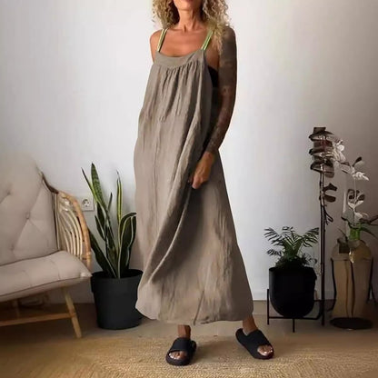 Elysia Women's Dress | Breathable Cotton Linen, Minimalist Design, Plus Size Available - Hartwella