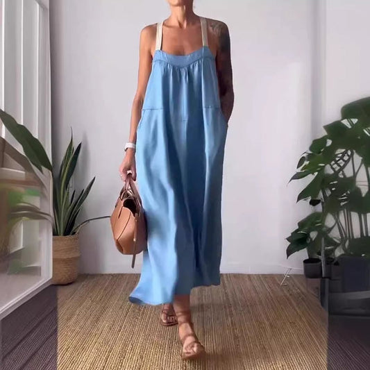 Elysia Women's Dress | Breathable Cotton Linen, Minimalist Design, Plus Size Available - Hartwella