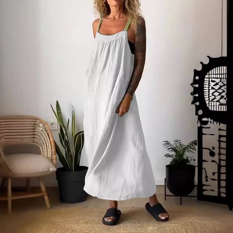 Elysia Women's Dress | Breathable Cotton Linen, Minimalist Design, Plus Size Available - Hartwella