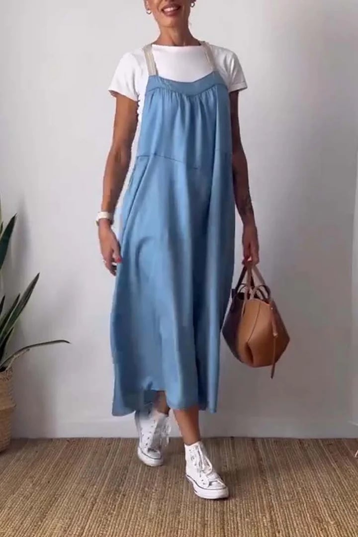 Elysia Women's Dress | Breathable Cotton Linen, Minimalist Design, Plus Size Available - Hartwella