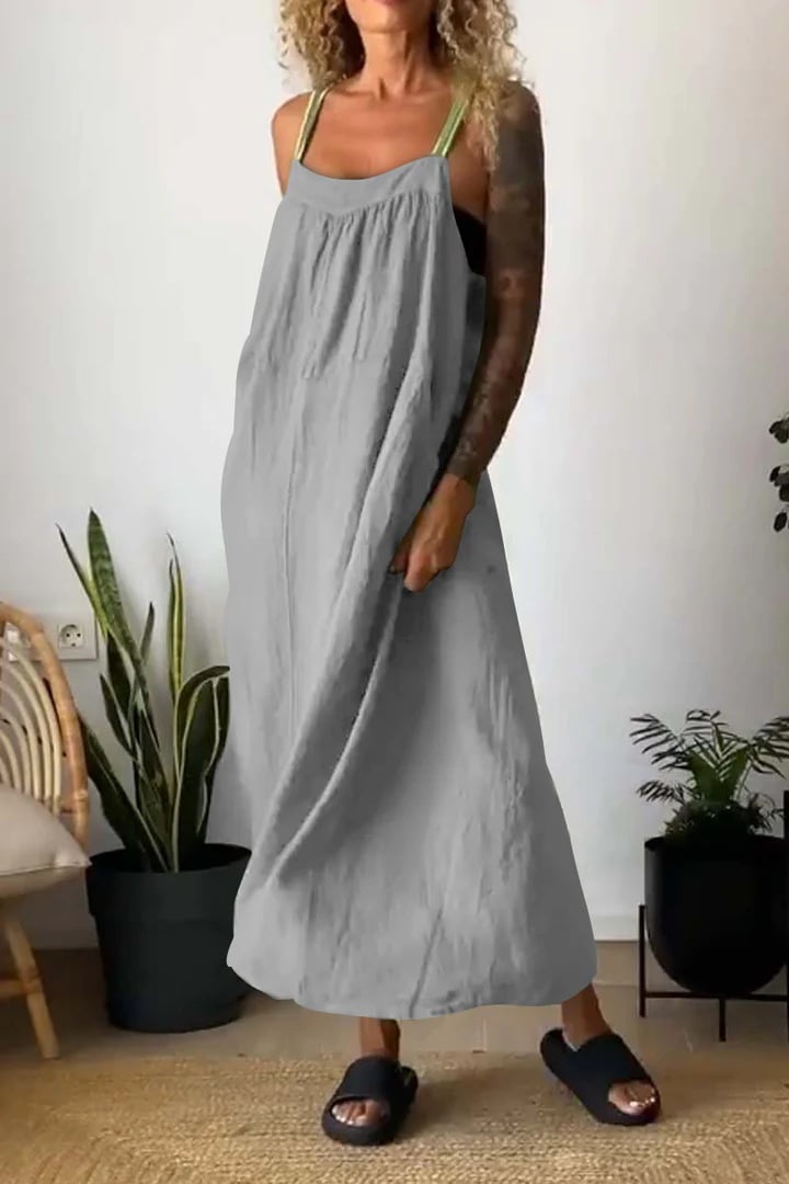 Elysia Women's Dress | Breathable Cotton Linen, Minimalist Design, Plus Size Available - Hartwella