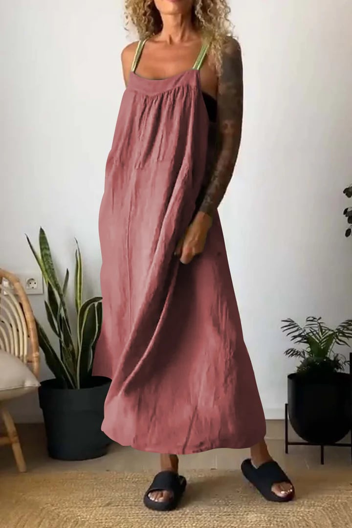 Elysia Women's Dress | Breathable Cotton Linen, Minimalist Design, Plus Size Available - Hartwella
