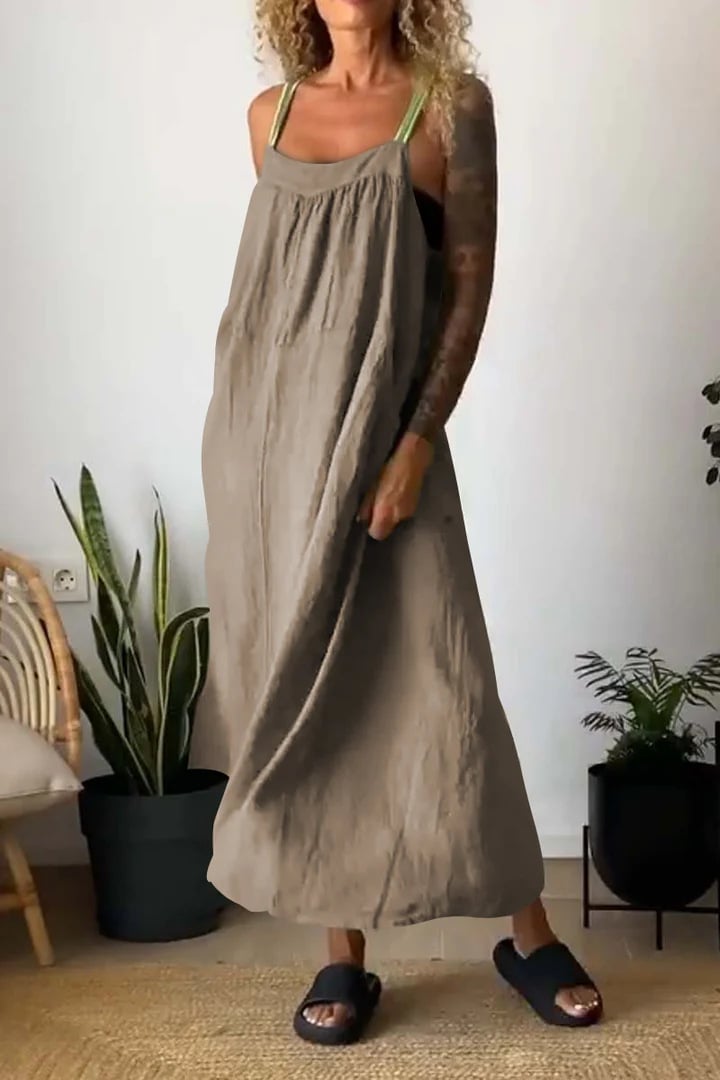 Elysia Women's Dress | Breathable Cotton Linen, Minimalist Design, Plus Size Available - Hartwella
