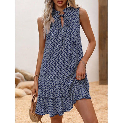 Elysia Women's Dress | Geometric Print, Cotton Blend, Sleeveless Summer Style - Hartwella