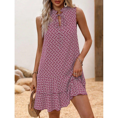 Elysia Women's Dress | Geometric Print, Cotton Blend, Sleeveless Summer Style - Hartwella