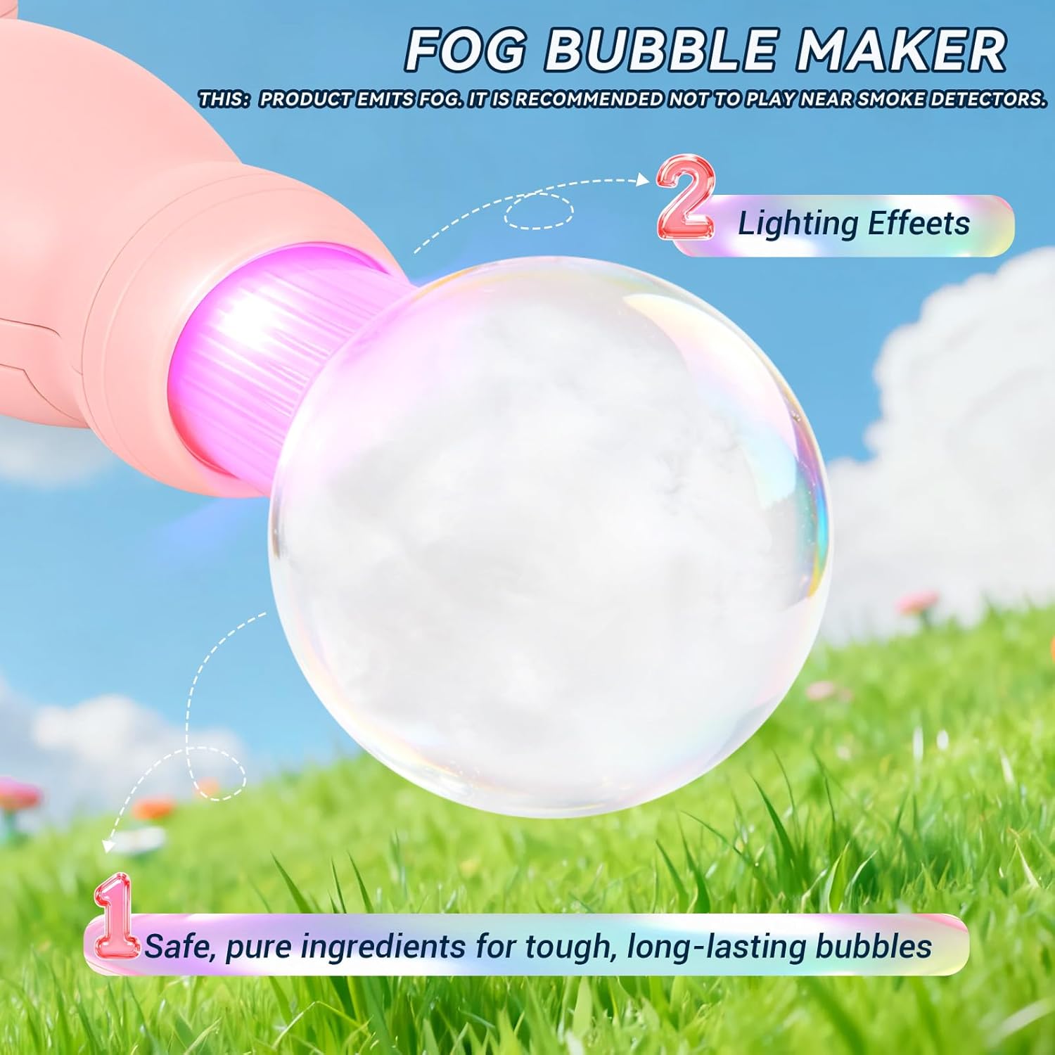 Elysian Bubble Wand | Fog - Filled Bubbles with Lights and Music - Hartwella