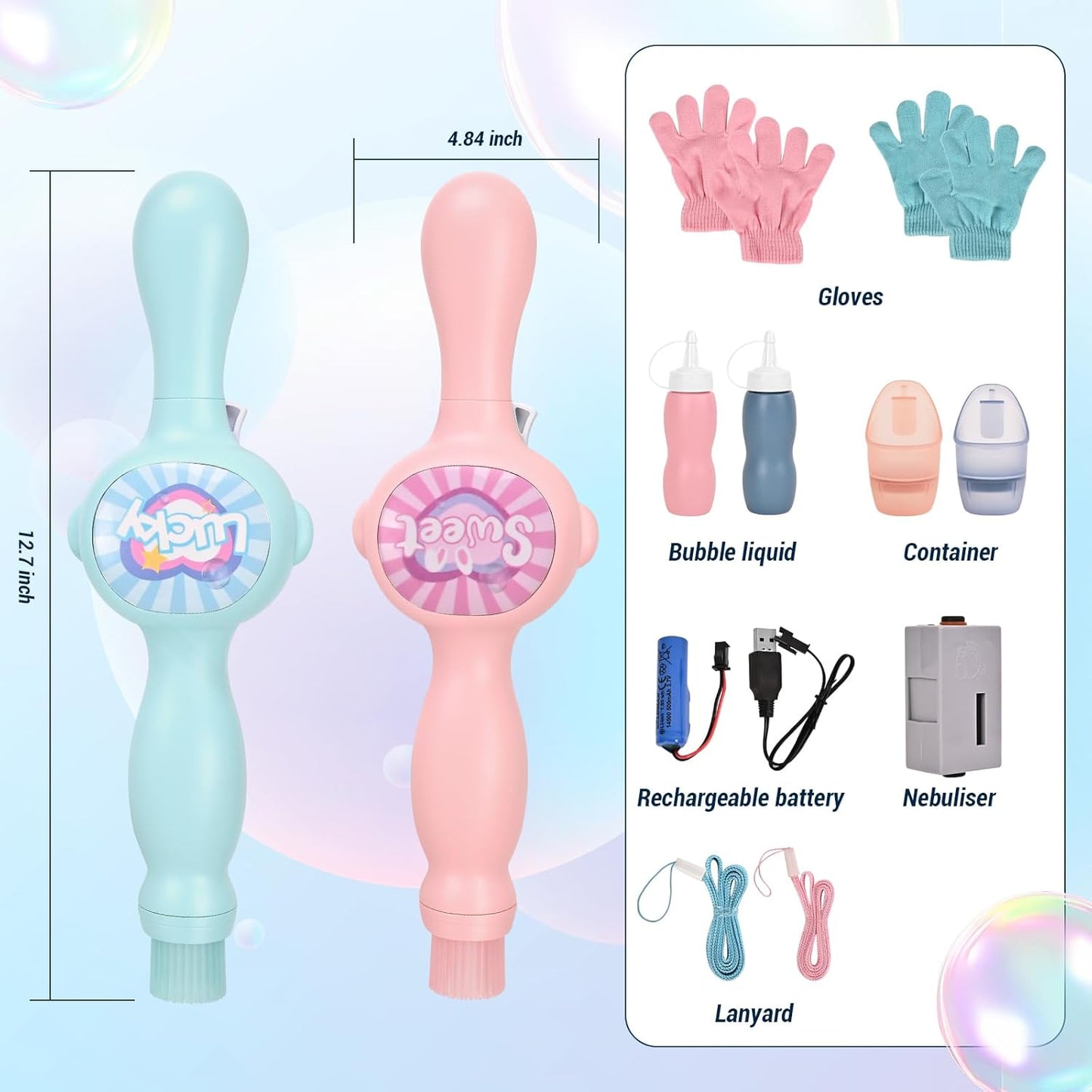 Elysian Bubble Wand | Fog - Filled Bubbles with Lights and Music - Hartwella