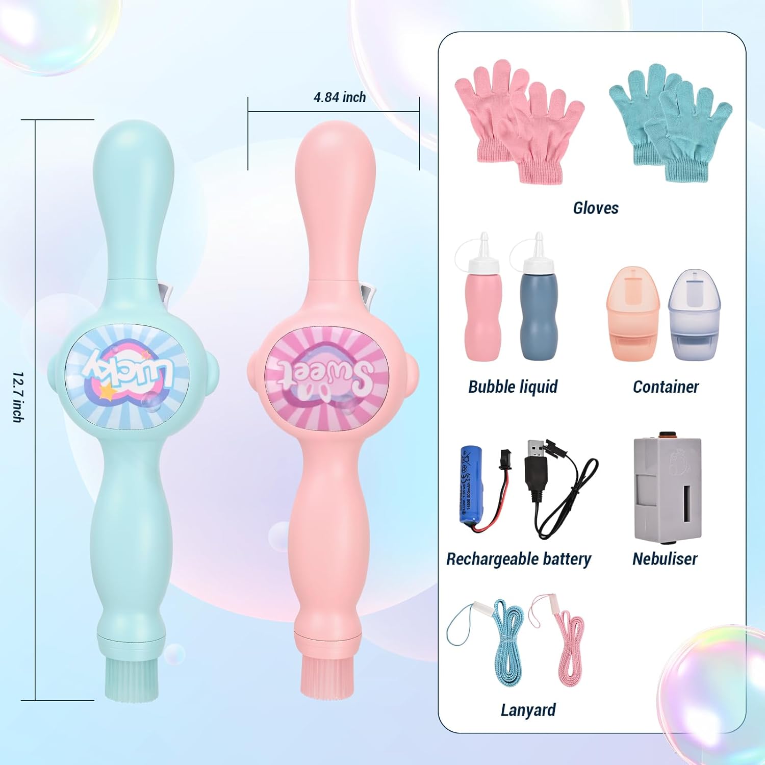 Elysian Bubble Wand | Fog - Filled Bubbles with Lights and Music - Hartwella