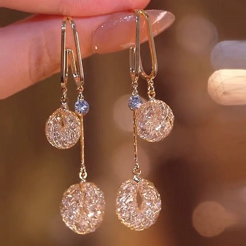 Elysian Crystal Tassel Earrings | Hypoallergenic 925 Silver - Hartwella