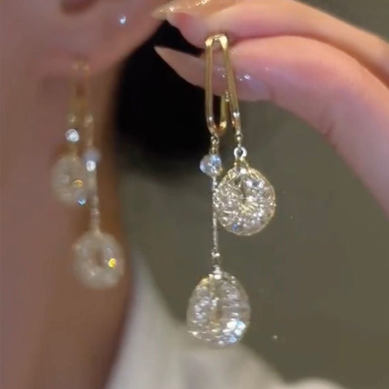 Elysian Crystal Tassel Earrings | Hypoallergenic 925 Silver - Hartwella