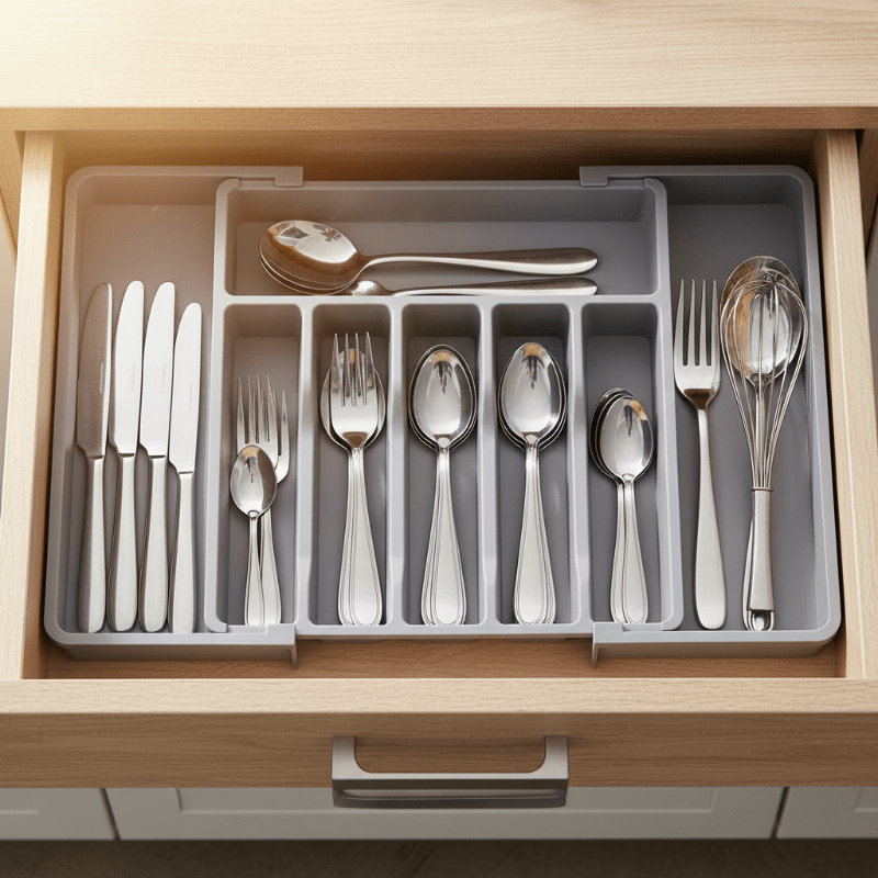 Elysian Cutlery Organizer | Extendable Design, Multi - Compartment - Hartwella